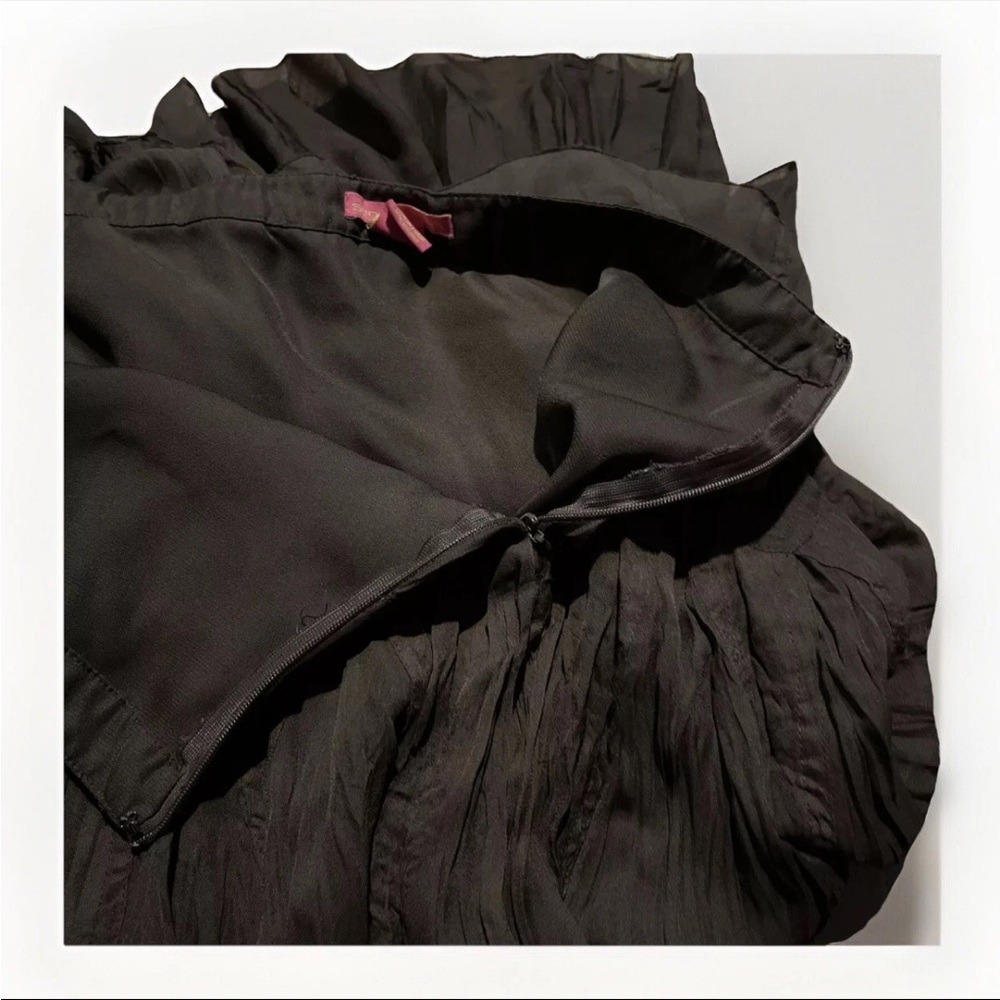 Sunny Leigh Women's Fit & Flare Lined Skirt Size 12 Brown Handkerchief Hem - Picture 6 of 8